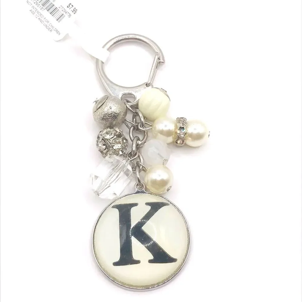 Silver Chic Initial K Keychain Car Accessory